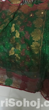 Net silk jamdani floral design saree